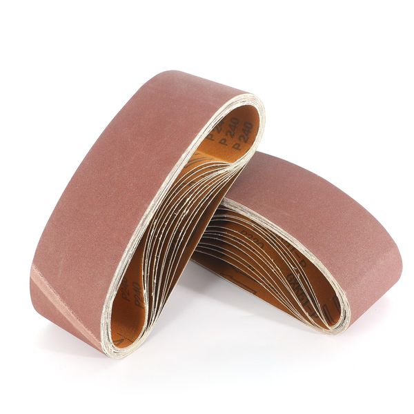 WooZuu 12PCS Sanding Belt 75 x 533mm, Abrasive Sandpaper Belts 240 Grit for Metal, Wood, Wall, Furniture, 3 x 21inch Belt Sander Polishing and Grinding