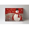 20x16 Minimalist Red Snowman Canvas Wall Art