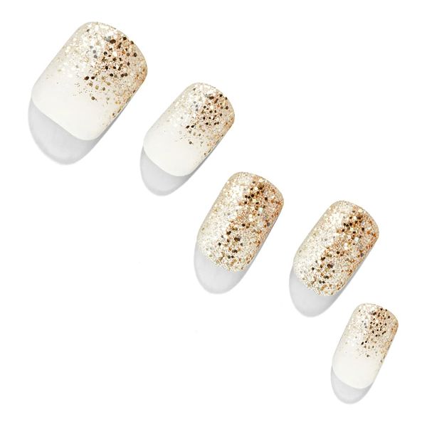 Dashing Diva Magic Press MJP122 Gel Nail Stickers, Artificial Nails, Color Gel, Design, For Hands, Color: Simply Gold, Shape: Square, Standard