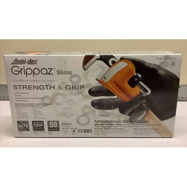 Grippaz Skins Superior Nitrile Gloves 6 Mil, Latex Free Chemical Resistant SMALL