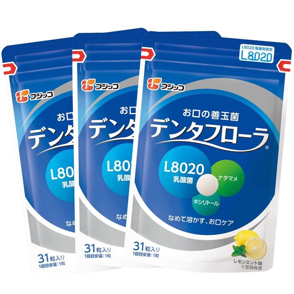 フジッコ デンタフローラ（1袋31粒入り/約1ヶ月分）3袋セット L8020乳酸菌 口内ケア 口内環境 ナタマメ キシリトール お口のねばつき すっきり タブレット