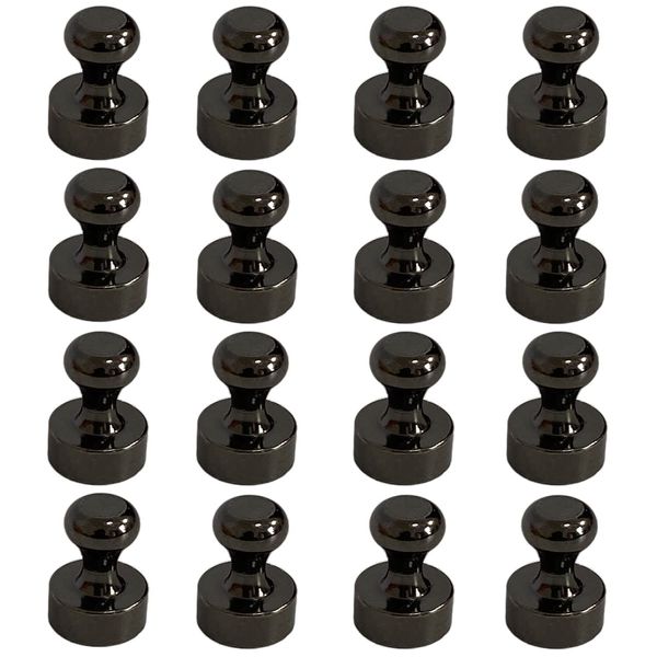 Magnetic Pin, Super Strong, Black Magnetic Pin, Magnetic Hook, Small Storage, Ideal for Refrigerators, Whiteboards, Bulletin Boards, Maps, School, Office, Kitchen, Office Supplies (16)