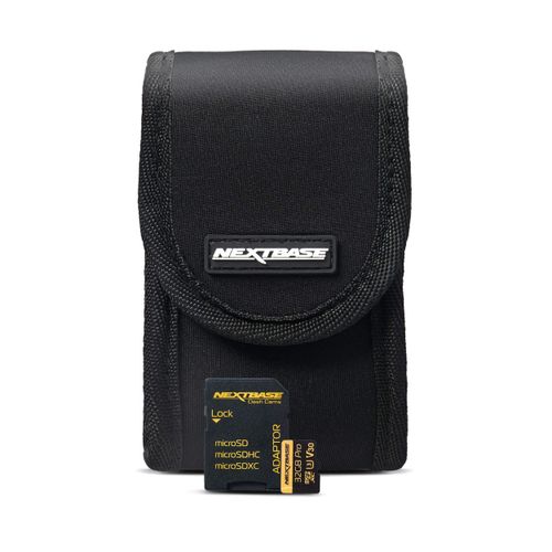 Nextbase 32GB U3 SD Card with Go Pack Dash Camera Carrying Case - Fits All Nextbase Dash Cameras and Protects from Bumps & Scratches
