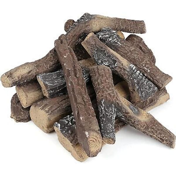 Gas Fireplace Logs Ceramic Wood Logs 10 Pcs for Firebowl, Firetable, Fire Pits