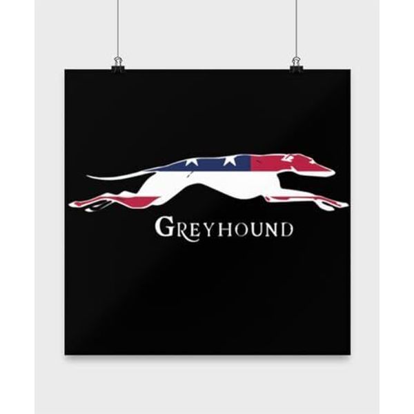 Dog Racing Poster, Greyhound USA, Pet Dog Wall Art Gift, Black 13x13in Poster