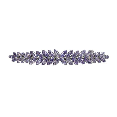 Faship Gorgeous Lavender CZ Crystal floral Hair Barrette Clip