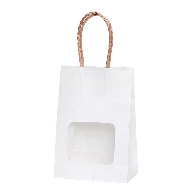 Pack Takeyama XZT65102 Paper Bags with Window, Handbag, Plain White, Craft, 25 Sheets