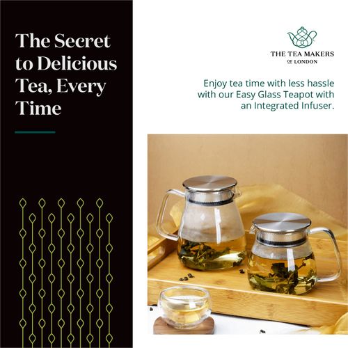 Tea Expert Easy Glass Teapot - Elegant Loose Tea Pot with Built-in Tea Strainers - Durable, Hand-Blown Glass & Airtight Lid - Easy to Use Tea Strainers for Loose Tea by The Tea Makers of London