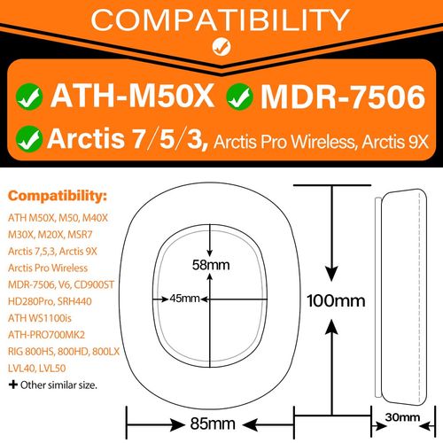 Arctis Pro Thicker Cooling Gel Earpads - Compatible with Arctis Pro, 7/5/3/1, 9X, 7X, 7P, RIG 800 Series, ATH M50X, M40X, MDR-7506 V6 Headphones (Breathable Mesh)