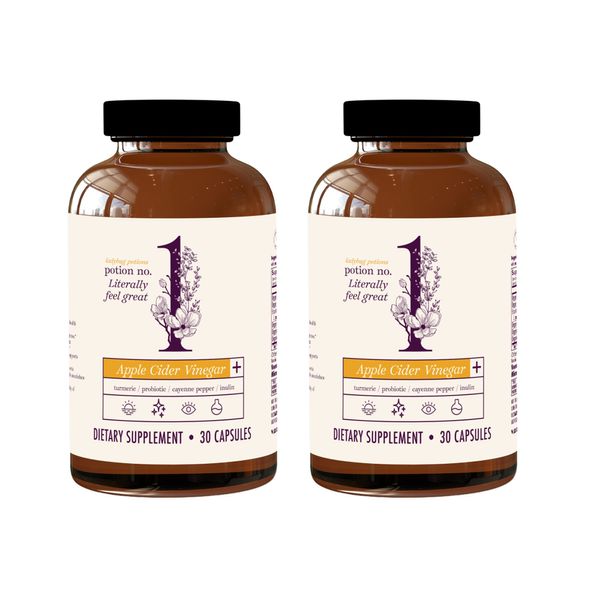 Ladybug Potions No. 1 Feel Great Bundle – 6-in-1 Organic Apple Cider Vinegar, Turmeric, Cayenne, Inulin Probiotic Blend – 120 Capsules