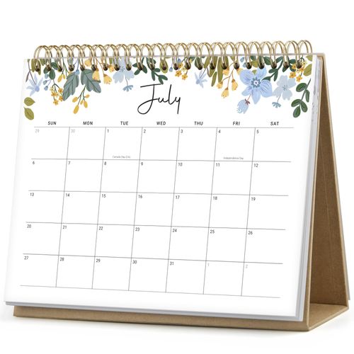 Small Desk Calendar 2025-2026, Gimoner Standing Flip Desktop Calendar Covers 18 Months Runs from July 2025 to December 2026, Floral Design Calendars with Stickers 8x6"