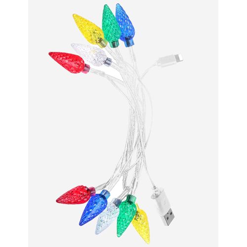 LED Christmas Light Phone Charger Cord USB Charging Cable Gift for Phone 14/13/12/11 Pro/XS/XS Max/XR/X/8 Plus/ 8/7 Plus/7s Plus/6s/6/5s/5c/5Pad with 10 Lights Christmas Decorations (White 2pcs)