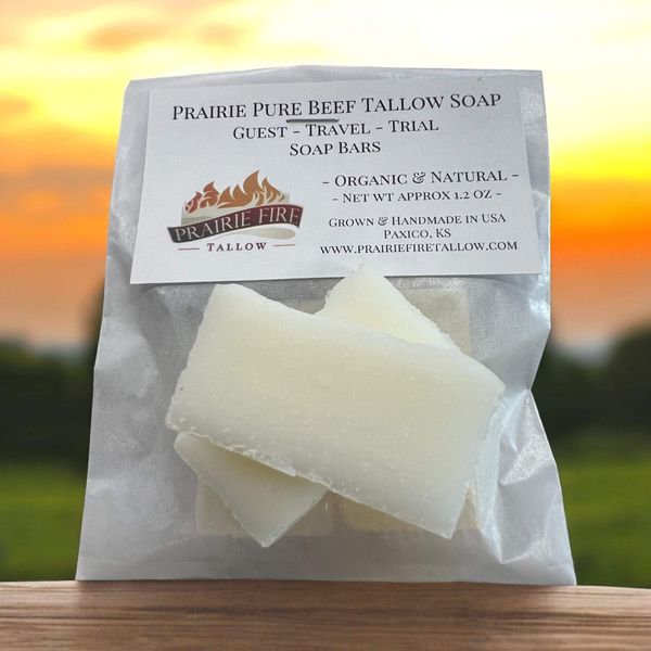 Pure Beef Tallow Soap Bar - Guest - Travel - Trial - Sample Bars - Grass Fed and Finished - Face, Body and Hair - Cleans, Moisturizes, Soothes, and Hydrates. Natural and Organic Lemon