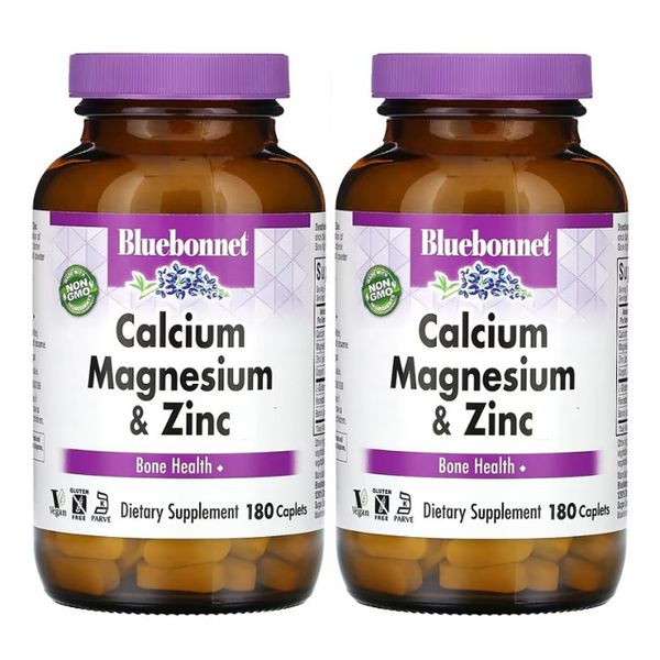 Bluebonnet Magnesium 400mg Calcium Zinc 180 tablets 2 packs, 2 packs