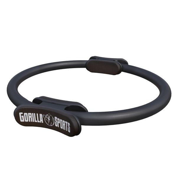 GORILLA SPORTS® Pilates Ring - Ø 36cm, Doppelgriff, Übungen + Tasche, gepolstert, Rutschfester, Superleichter, aus Gummi, Farbwahl - Pilates Circle, Widerstandsring, Yoga, Fitness, Oberschenkeltrainer