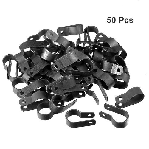 sourcing map 50Pcs Nylon R-Type Cable Clamp Organizer Cord Clips for Wire Management 13mm Black