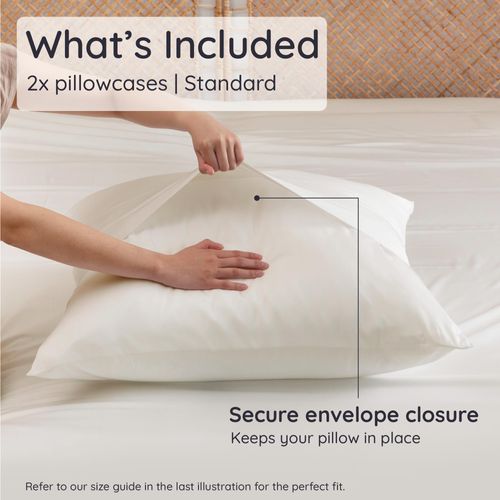 Bambaw 100% Viscose Derived from Bamboo Pillowcase Standard Size – Set of 2 Cooling Pillow Cases with Envelope Closure, Breathable & Anti Acne Pillow Case, Soft Pillow Cases Standard Size (Ivory)