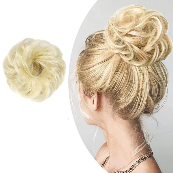 YuanYouTong Messy Bun Hair Piece Tousled Updo Hair Extension Ponytail with Elastic Rubber Band Updo Extensions Hairpiece Wavy Curly Scrunchies Synthetic Chignon for Women