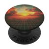 Sunset Grid Landscape: A Retro Digital Vision PopSockets Adhesive PopGrip