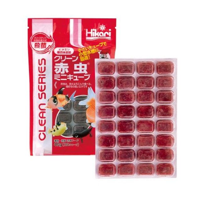 Clean Red Bug Mini Cube 1.4 oz (40 g) 1 Piece Frozen Feed Kyorin Bait, Three-Step Sterilization, Vitamin Containing Frozen Food