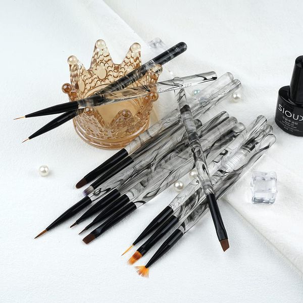 Nail Art Brush Set Nail Brush Nail Art Brush Dot Pen Brush Set Paint Brush Builder Glue Brush Brush Gel Nail Delicate Set of 12 (Ink Style 12pcs)