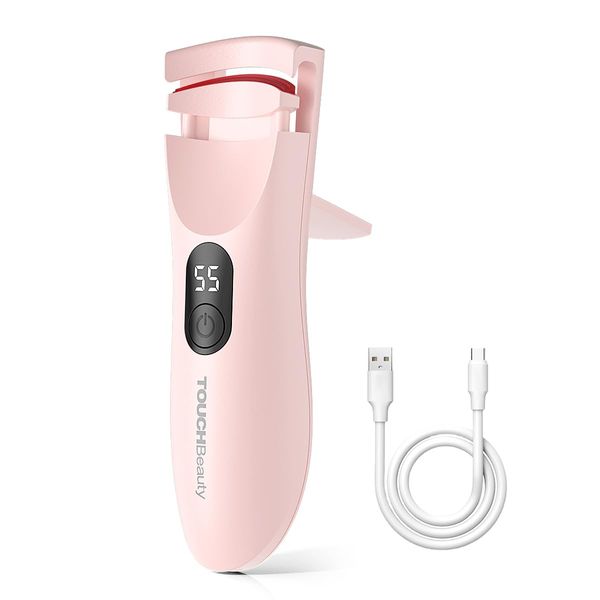 TOUCHBeauty Piegaciglia riscaldata con indicatore LED, piegaciglia elettrico con 3 impostazioni di temperatura, oscillazione naturale con silicone riscaldante, riscaldamento rapido 10 secondi e lunga