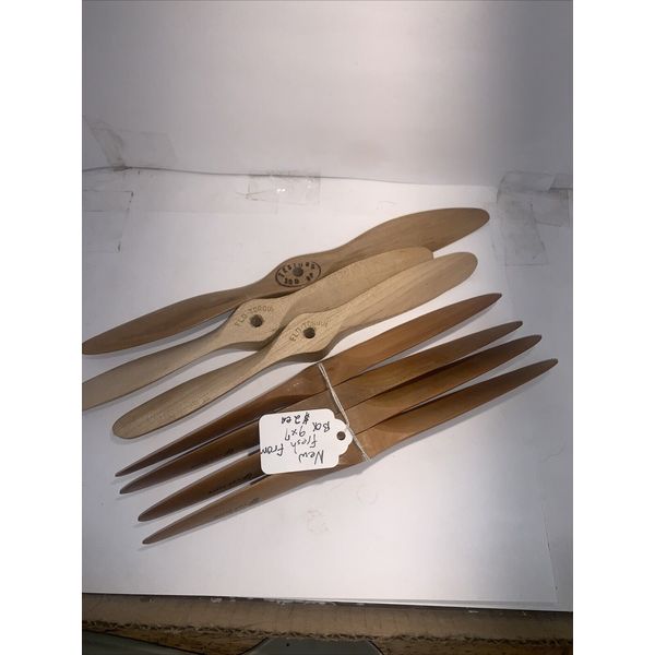 Higher pitch wood model airplane propellers. 2 unfinished production Flo-Torque