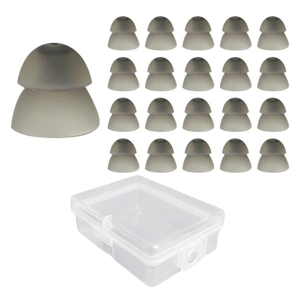 20 Pieces of Hearing Aid Accessories, 1 Piece of Storage Box, Dome Earplugs, Double-Layer Earplugs Accessories, Earplugs Replacement Parts