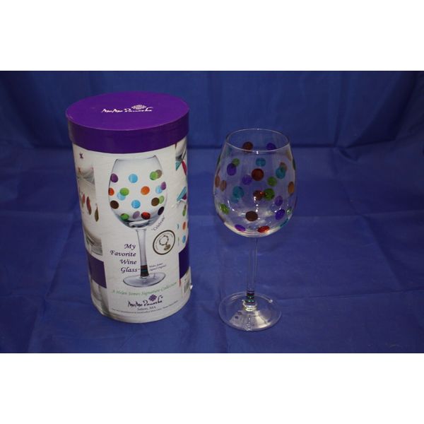 MoMo Panache My Favorite Wine Glass "Celebrate" NIB Signed by Helen James