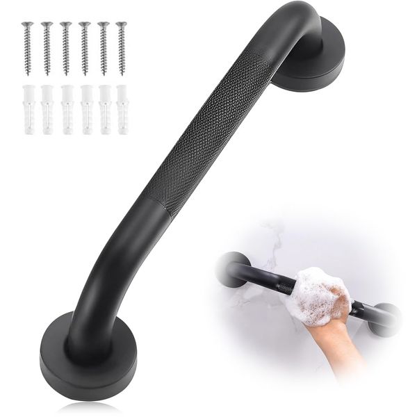 Bathroom Grab Bar, 30M Black Stainless Steel Shower Hand Rail, Anti Bathroom Grab Rail, Shower Safety Handle Grab for Kitchen Bedroom Bathtub Shower and Steps(Black)