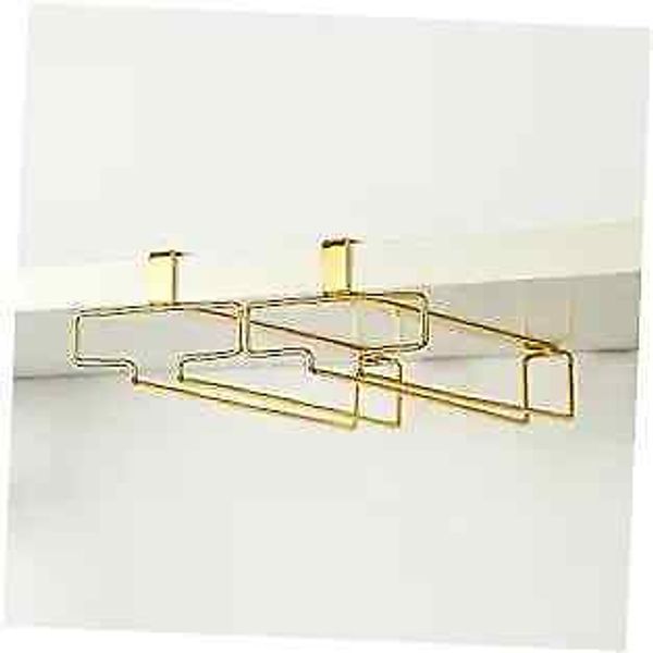 Under Cabinet Wine Glass Holder, 2 Pack, Space Saving, Easy Installation, Gold