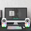 Speaker USB 3.5mm Stereo LED Lightweight Stereo Sound for PC Small (White)