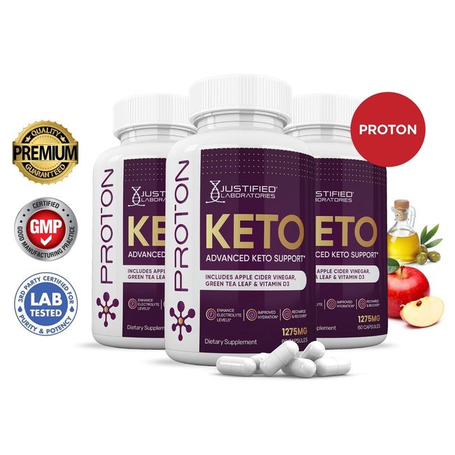 Proton Keto ACV Pills 1275 MG Stronger Than Gummies Keto Support 3 Bottles