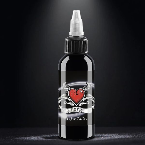 DLD Pair of Winged Hearts All Purpose Tattoo Ink Super Black Standard Pigment Permanent Tribal Line Drawing Vegan Tattoo Supplies Pure Black (2oz/60ml)