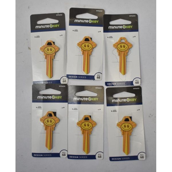 Lot of 6 Minute Key Sunshine Smiley Face Key Blanks Design Series SC1 68 9976415