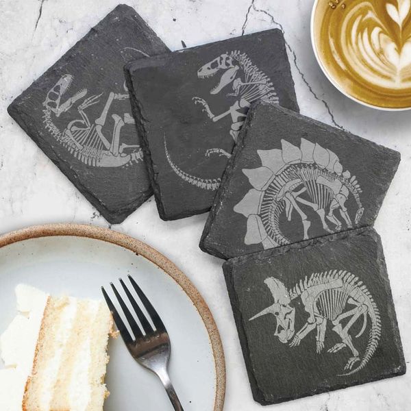 Dinosaur Fossils Set of 4 Slate Coasters