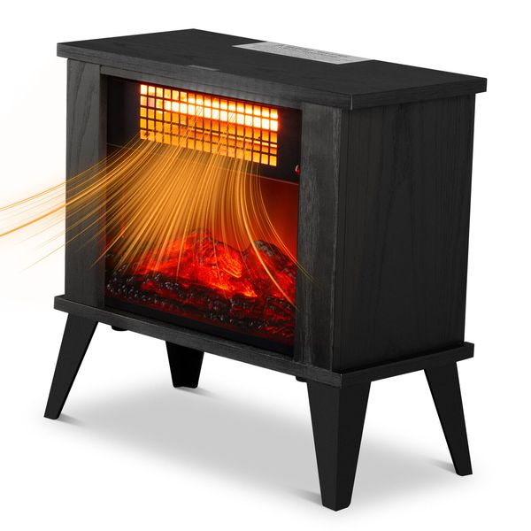 ZOKOP 15"Electric Fireplace Heater,3D Realistic Flame,Overheat Protection,1000W