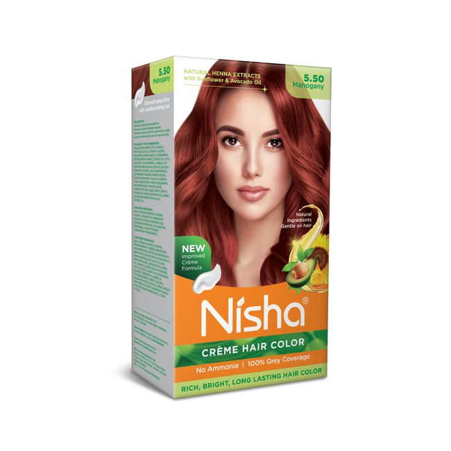 Nisha Cream Hair Color Bright Long Lasting Hair 120gm Mahogany Pack of 1