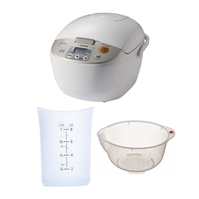 Zojirushi Micom Rice Cooker and Warmer 10Cup Beige with Rice Washing Bowl Bundle