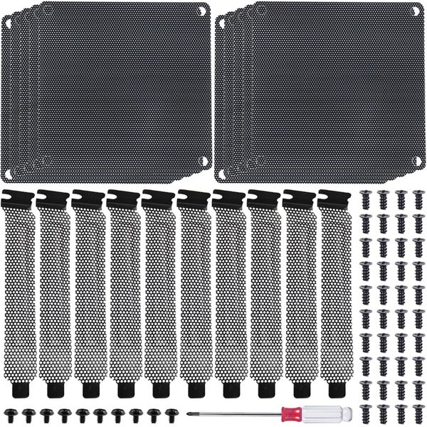 Xiatiaosann PCI Slot Fan Cover 120mm with Dust Filter Computer PC Fan Fine Dust Filter (120mm x 120mm dust filter + 20mm x 120mm PCI slot, black) with Necessary Screws, Magnetic Screwdriver