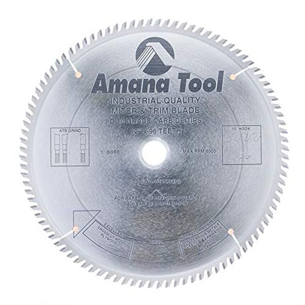 Amana Tool - 612960 Carbide Tipped Trim 12" Dia x 96T ATB, 10 Deg, 1" Bore