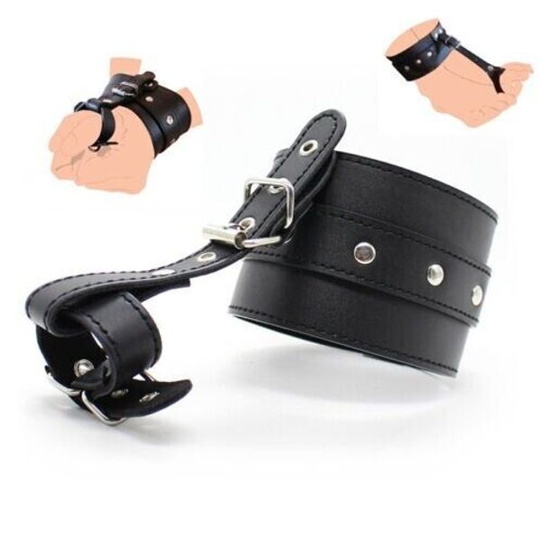 Real Cow Leather Wrist Cuffs, Restraints Bondage Thumb Cuff, Ankle Toe Cuffs