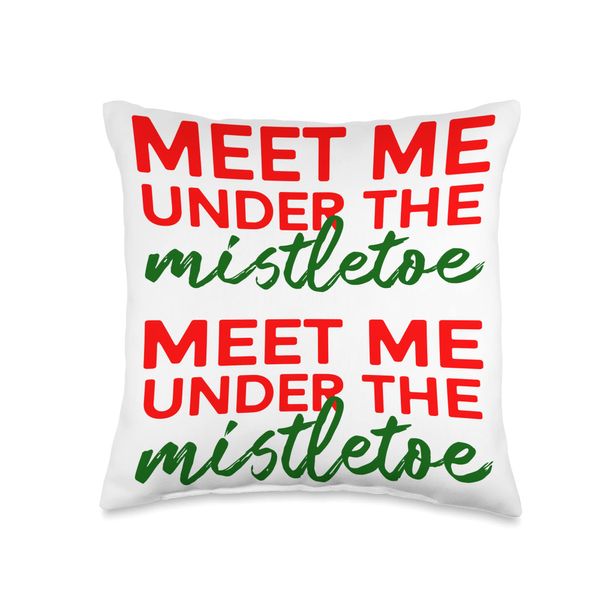 Meet Me Under the Mistletoe Christmas Throw Pillow