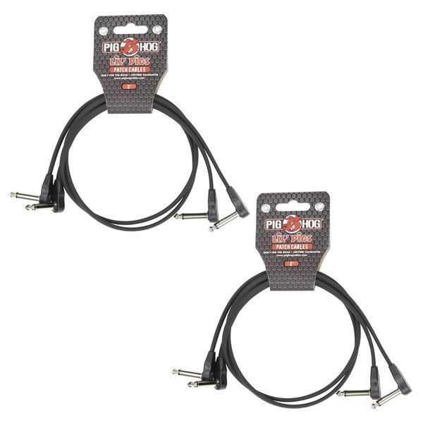 Briskdrop Pig Hog PHLSK2BK Low Profile Patch Cables, Black, 2 ft (2 Pairs)