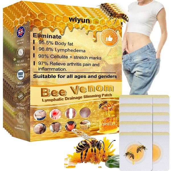 50PCS Bee Venom Patches, Bee Venom Lymphatic Drainage Patches, Lightweight Wellness Patches, Body Shaping Stickers, Bee Venom Detoxifying Patches, Body Management, Patches for Women & Men Body Curves