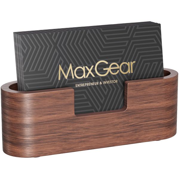 MaxGear Wood Business Card Holder for Desk Display Holder Desktop Business Card Stand for Office, Tabletop - Oval