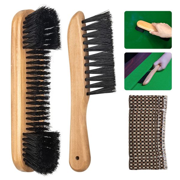 Adhafera Pool Table Brush Set with 3 Tools, Brushes Made of Pure Solid Wood and Nylon Bristle, Pool Table Accessories for Pool Table