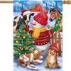 Barnyard Snowman House Flag 28" x 40"
