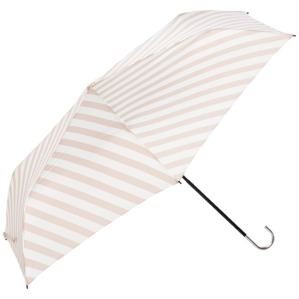 [Moonbat] estaa Diagonal Stripe Folding Umbrella Rain Umbrella Windproof Umbrella, Simple, Stylish, Cute, Ladies' [Sun or Rain, UV Protection, Wind Resistant] Beige, 31-230-10100-32 Beige, Rib Length: