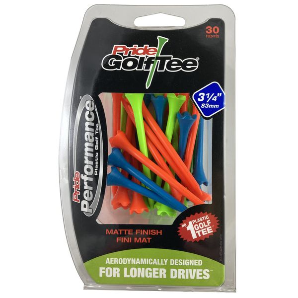 Pride Performance 3-1/4" Matte Finish Golf Tees, Blue Mix 30 Count